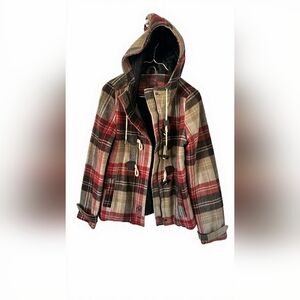 Legendary Whitetails Red and Brown Plaid Pea Coat